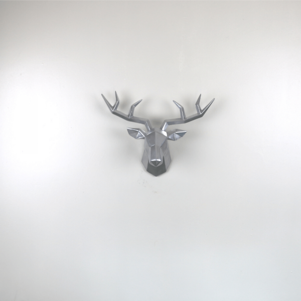 Limited Editions – Medium Geometric Deer Head Wall Sculpture Full Chrome