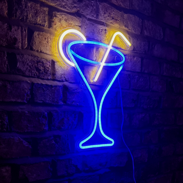 Blue Cocktail Bar Neon LED Sign