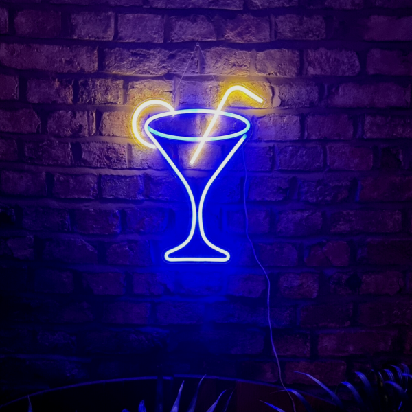 Blue Cocktail Bar Neon LED Sign