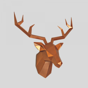 Limited Editions Large Geometric Stag Head Wall Sculpture Copper