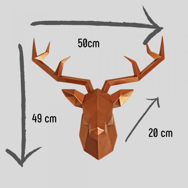 Limited Editions Large Geometric Deer Head Wall Sculpture Copper
