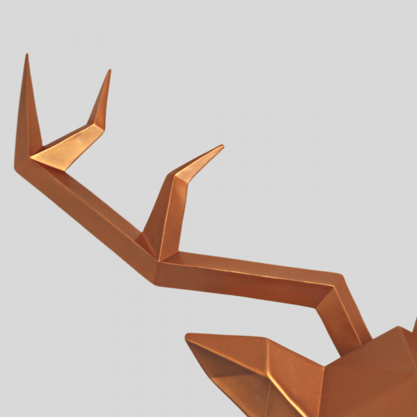 Limited Editions Large Geometric Deer Head Wall Sculpture Copper