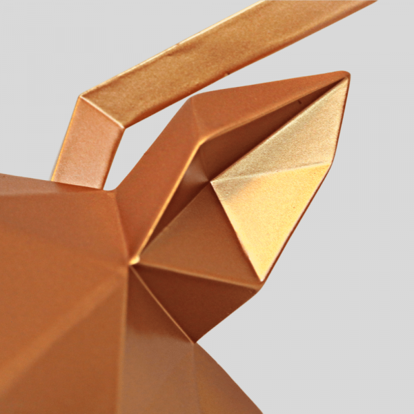 Limited Editions Large Geometric Deer Head Wall Sculpture Copper